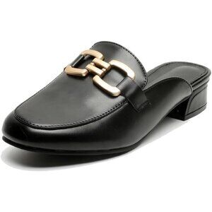 🆕Women's Black Fabric Loafers Backless Mules Round Toe Slip On Flats Casual